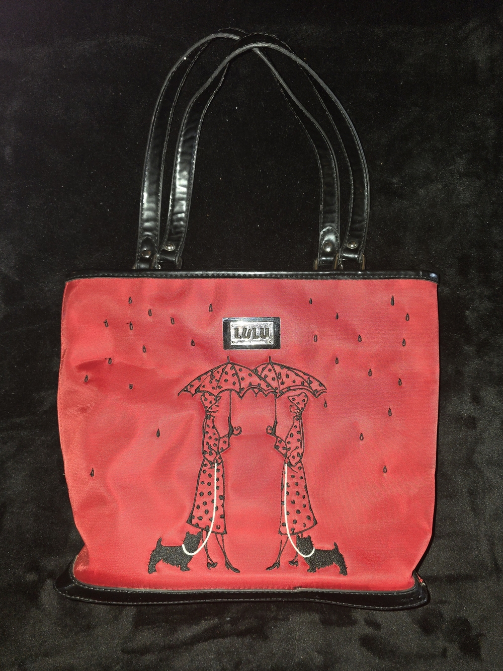 Lulu Guiness Umbrella Couple Embroidered Handbag